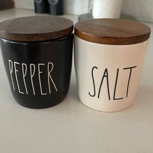 Rae, Dunn, salt and pepper canisters